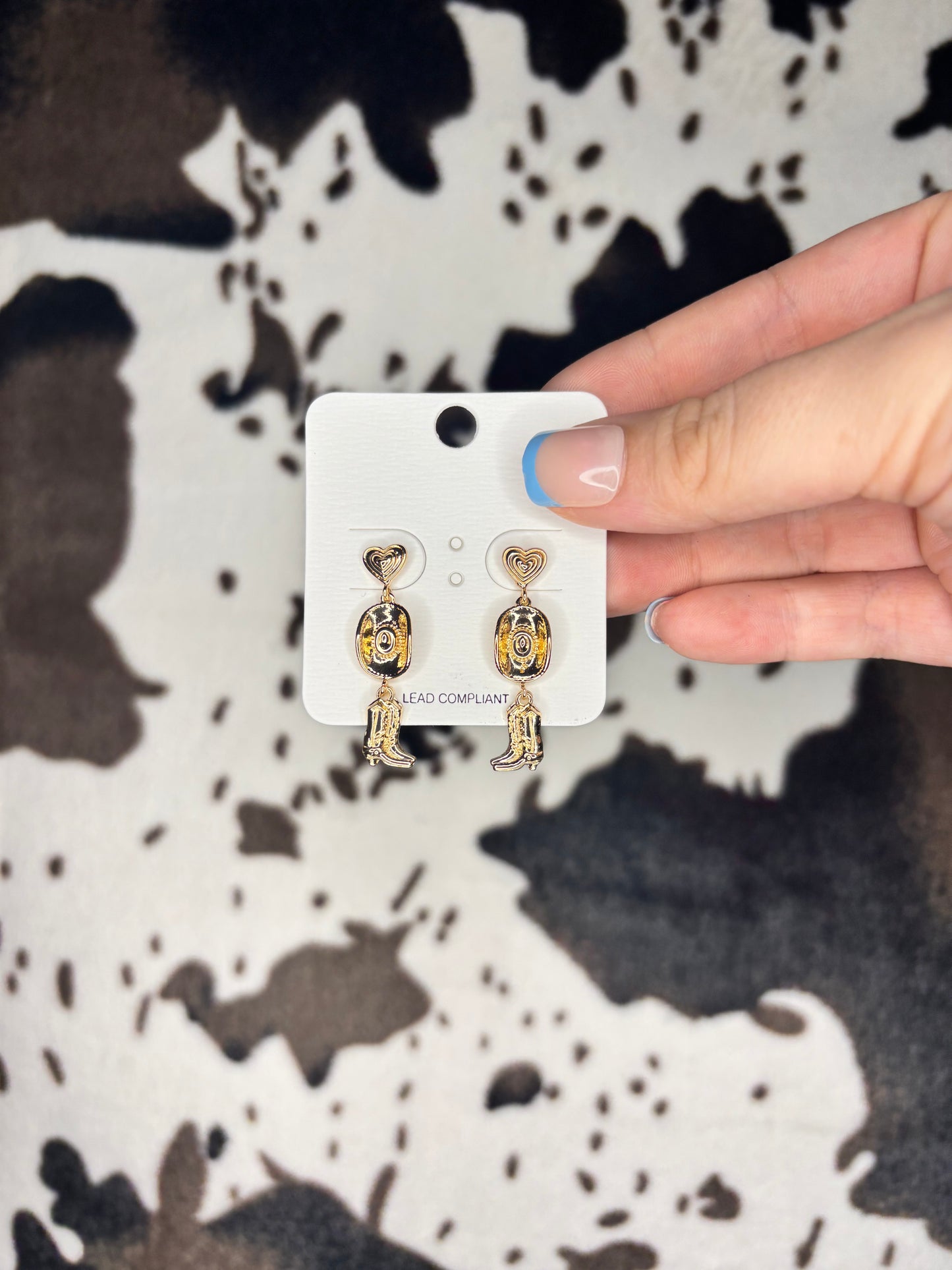 Gold Heart Western Dangles