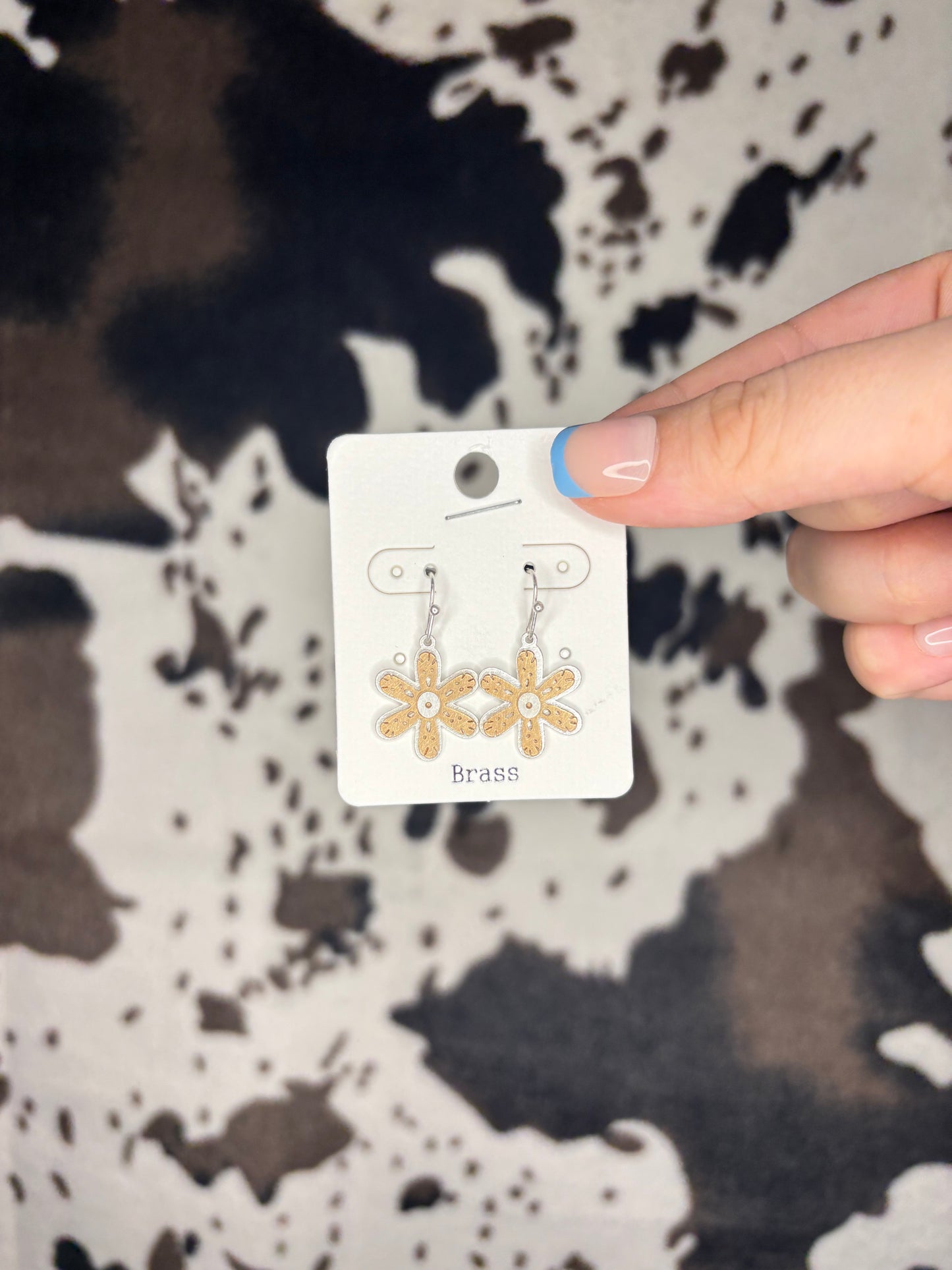 Brass Layered Flower Earrings