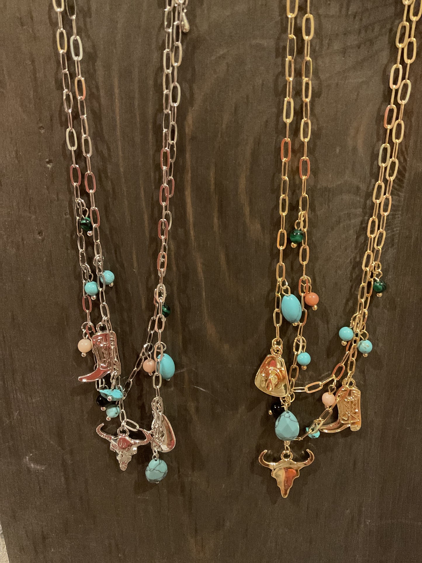 Western Style & Multi Charm Necklace