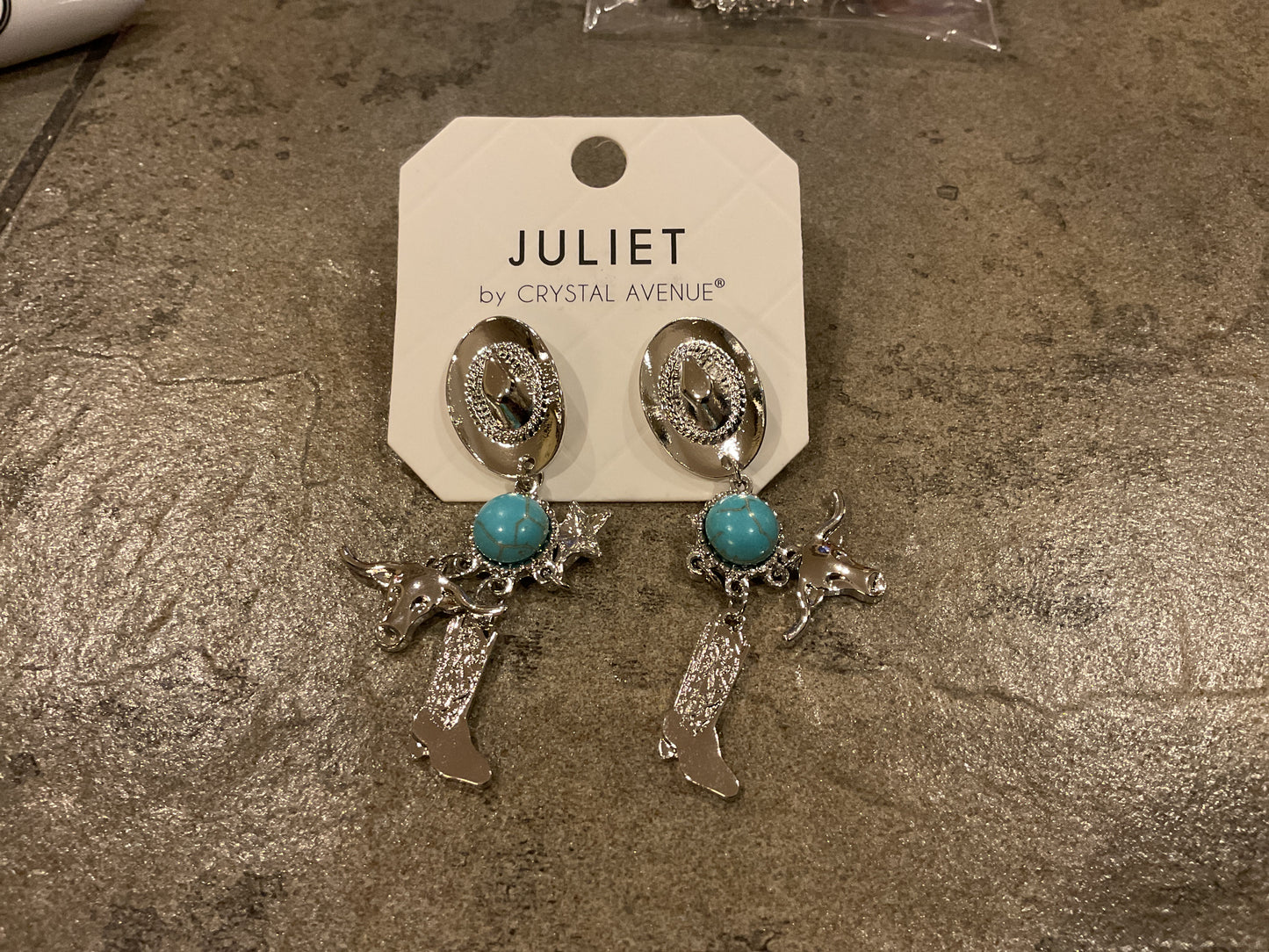 Western Hat & multi charm stud