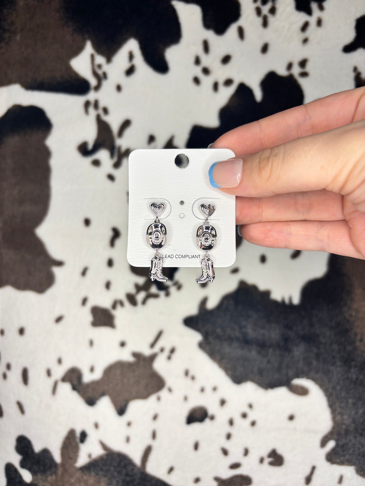 Silver Heart Western Dangles