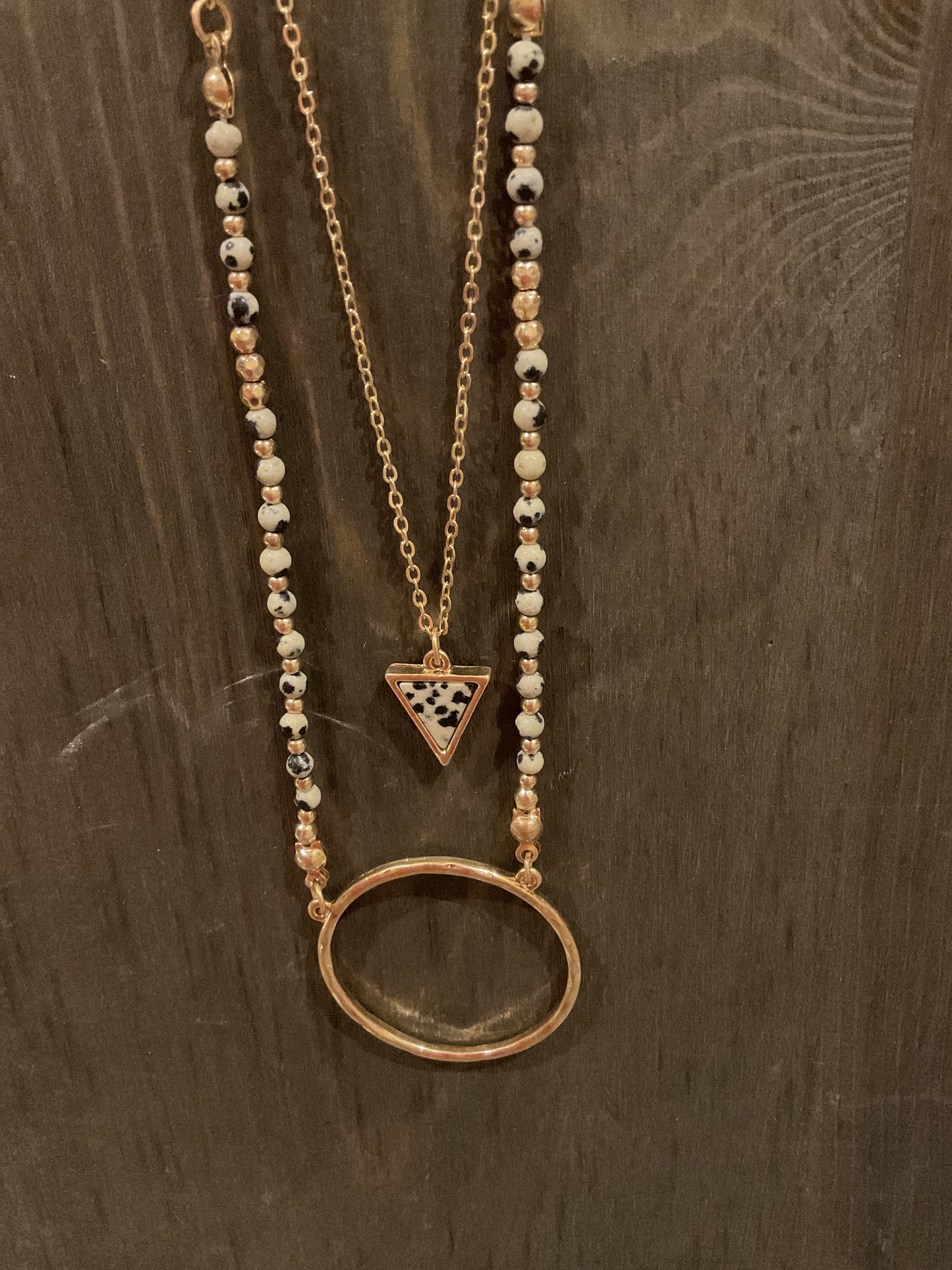 Triangle & Circle Stone Necklace