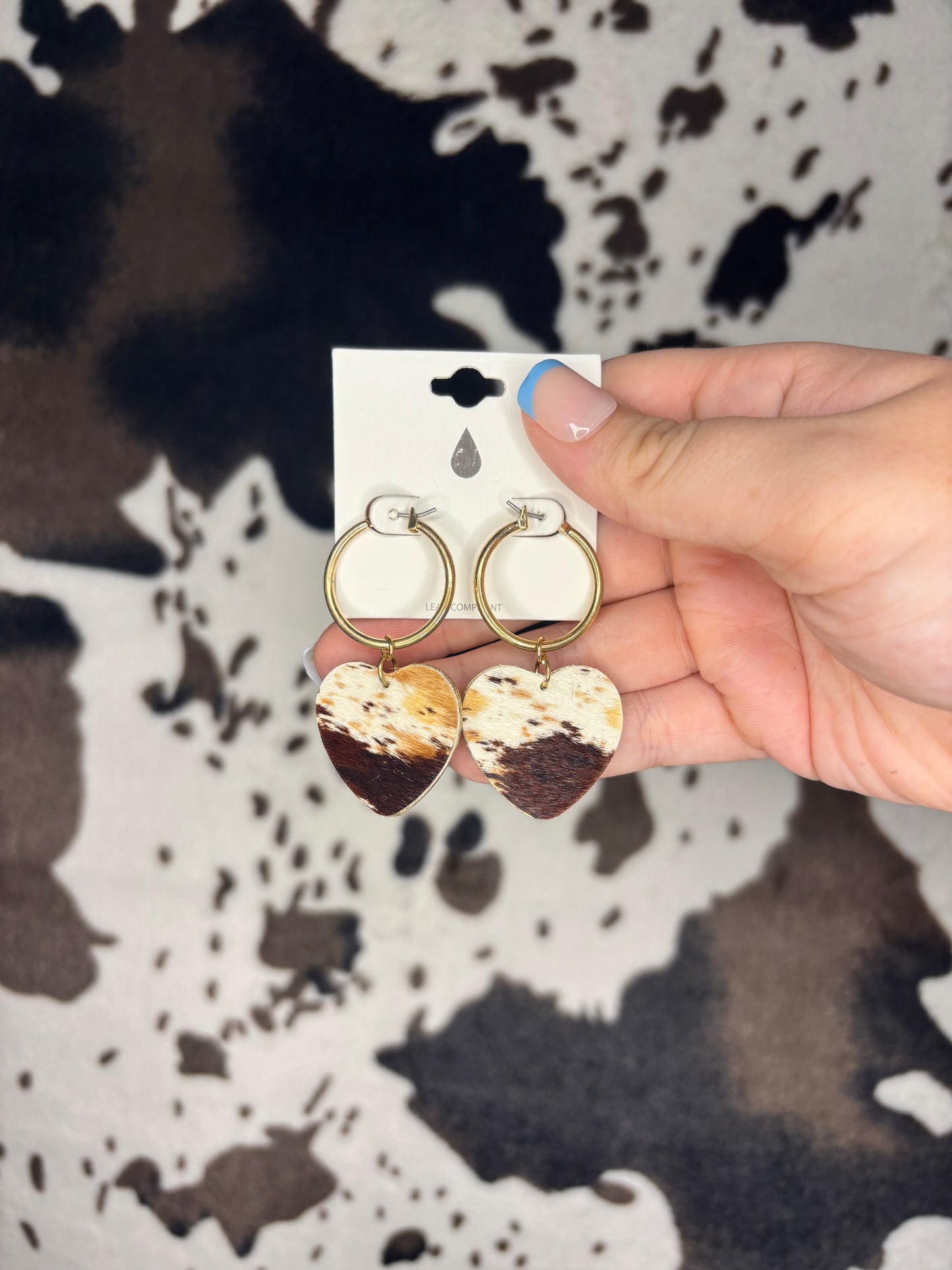 Gold Hoop and Cow Heart Earrings