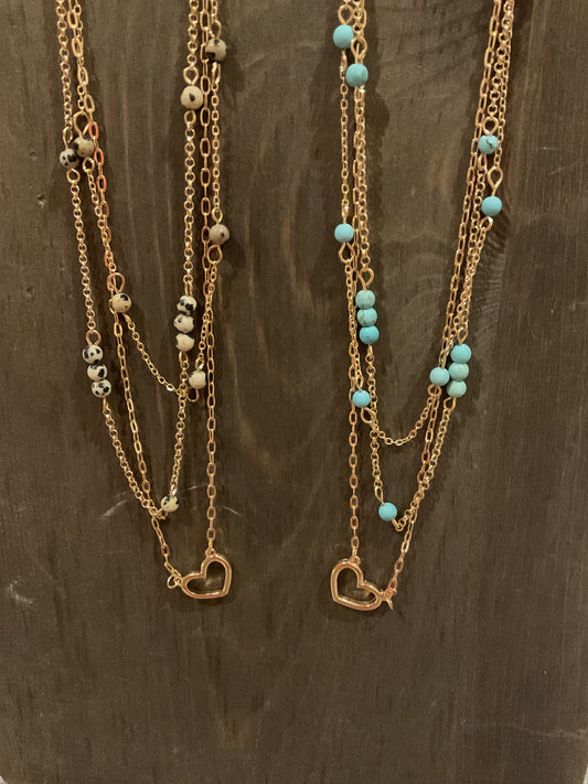 Heart & Stone Bead Necklace