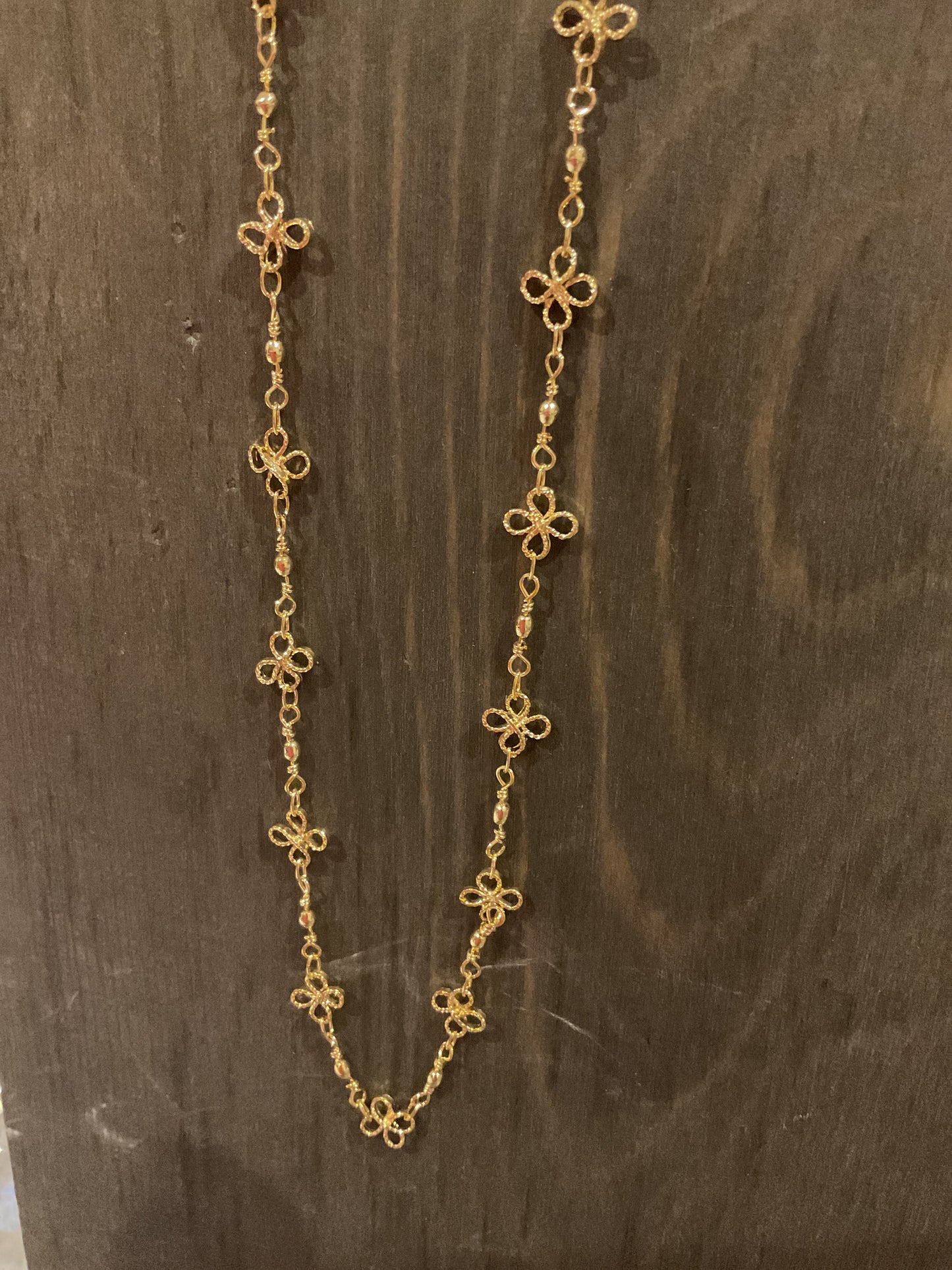 Brass Clover & Chain Necklace