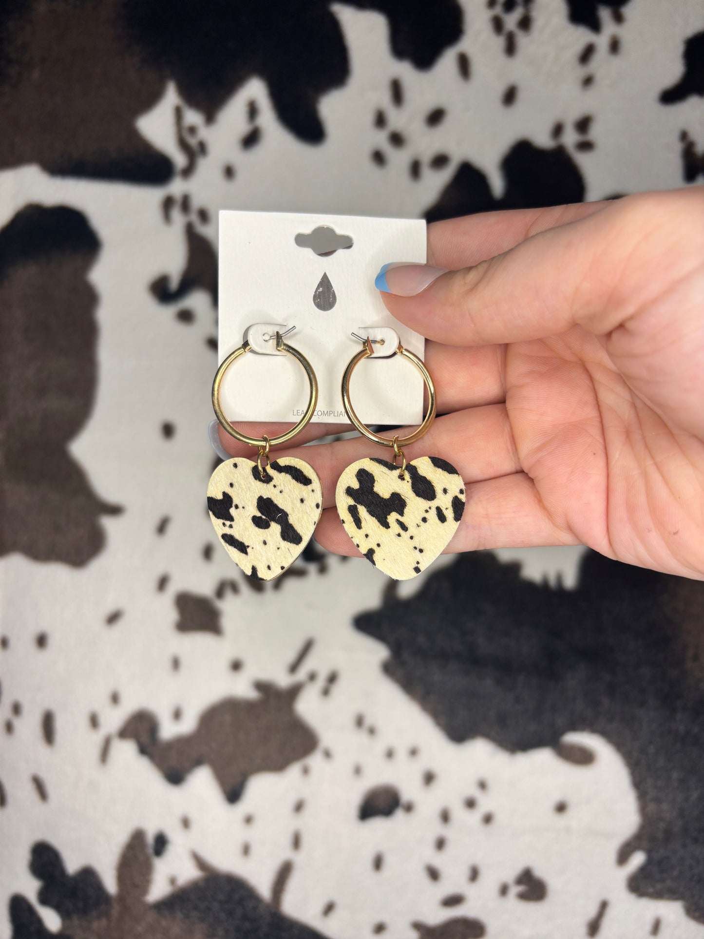 Gold Hoop and Cow Heart Earrings