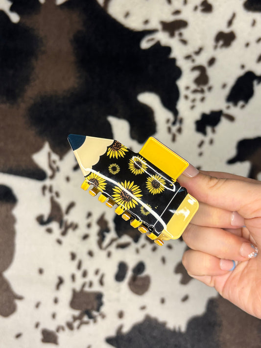 Claw Clip Sunflower Pencil