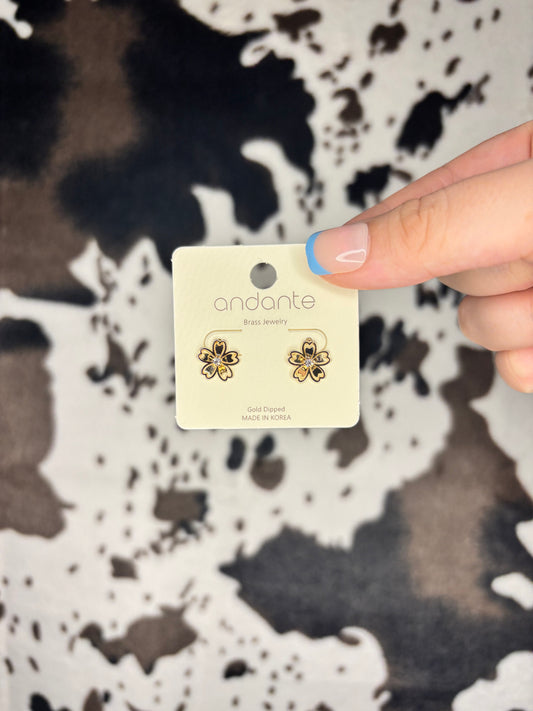 Gold Flower Studs