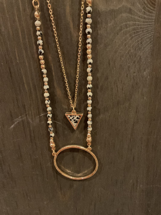 Triangle & Circle Stone Necklace