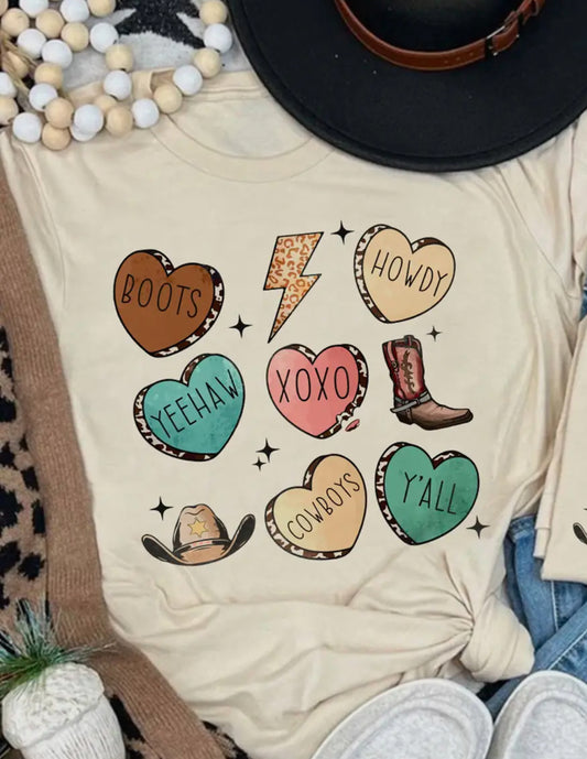 Western Candy Hearts-Khaki