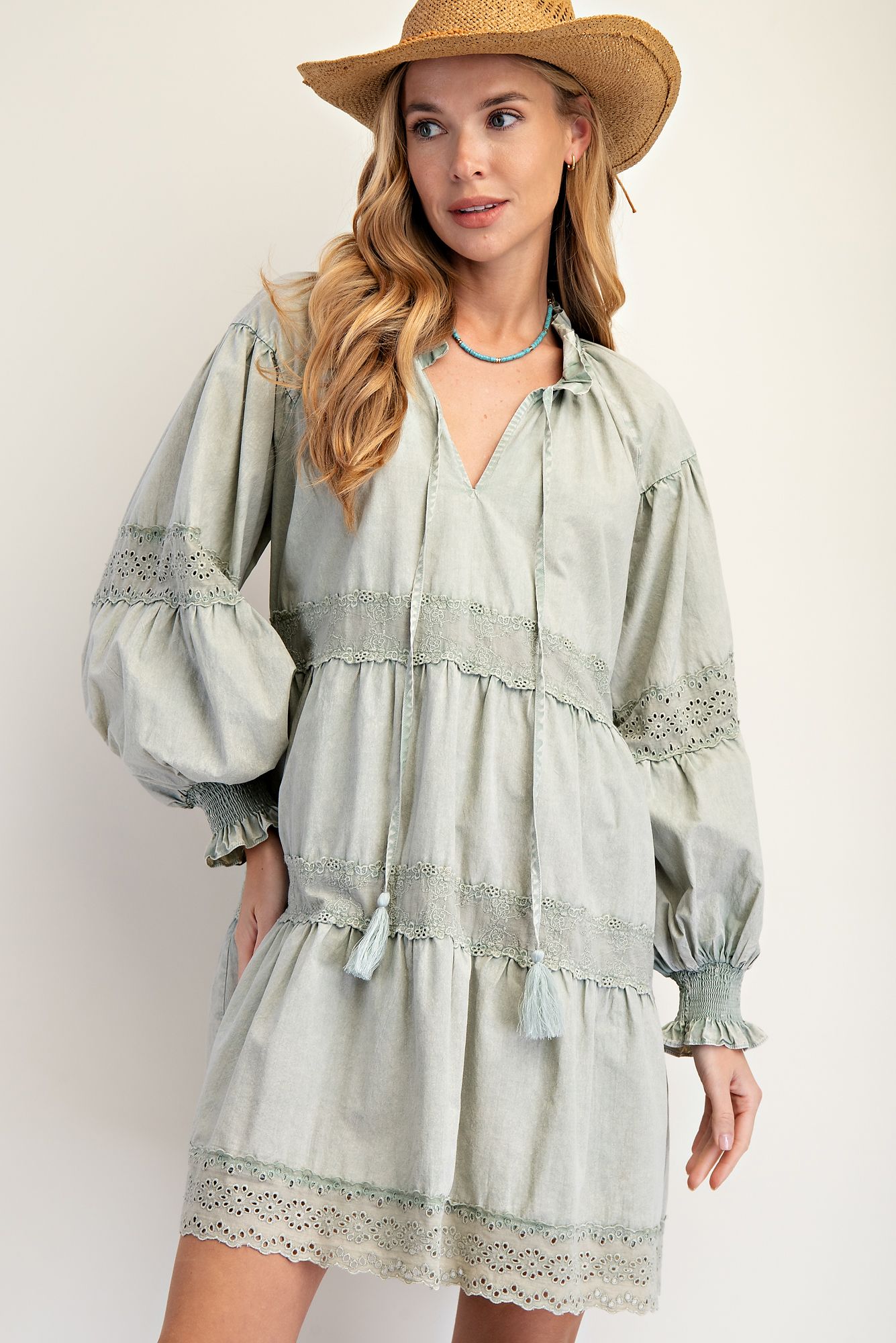 Mineral Washed Tiered Dress