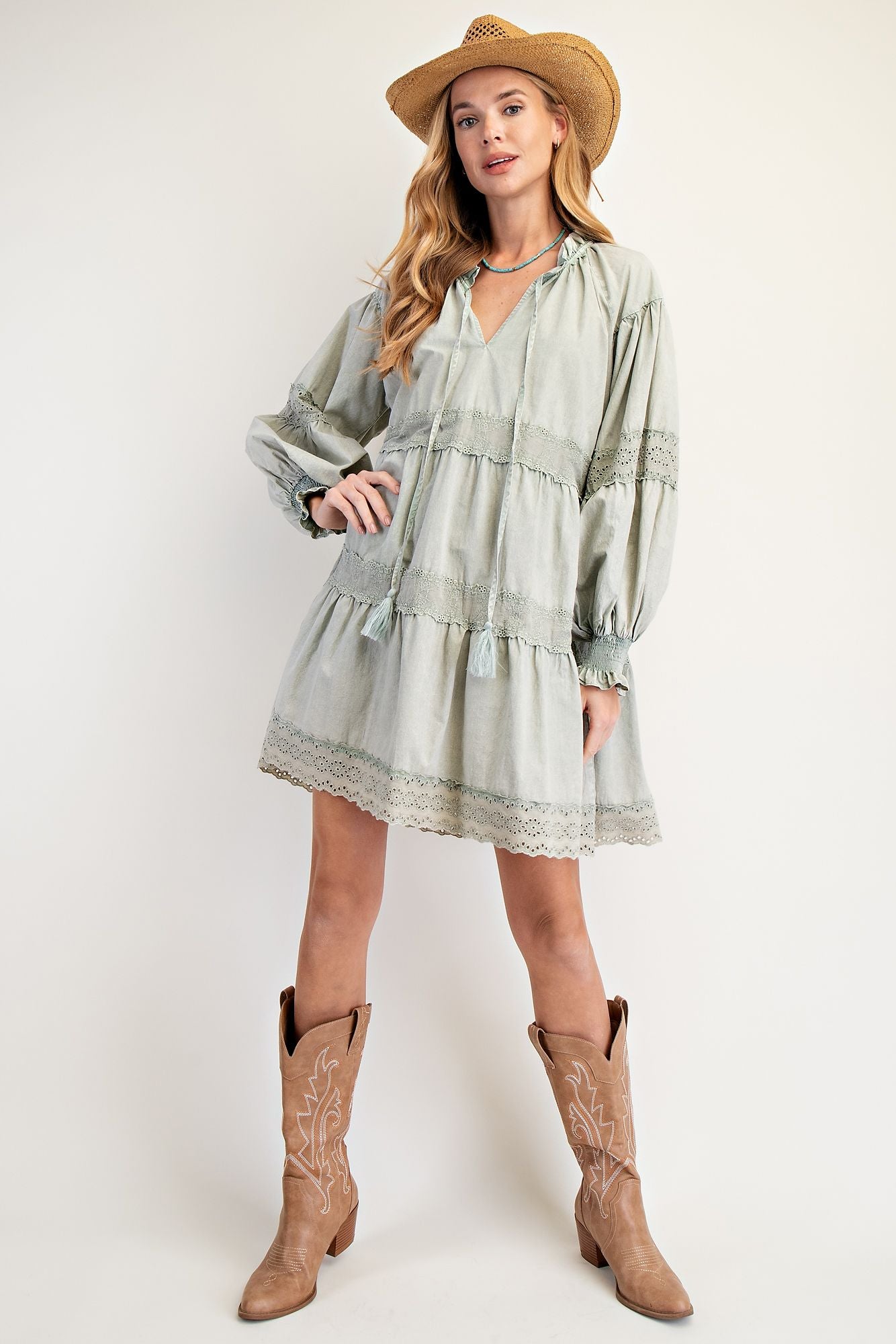 Mineral Washed Tiered Dress
